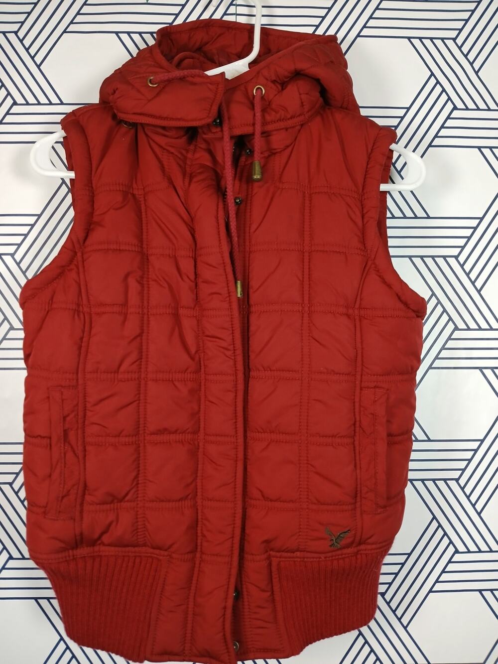American Eagle Hooded Puffer Vest Size Small Y2K